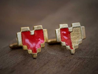 Cufflinks Pixel Hearts