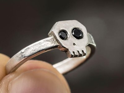 skull ring sterling silver gemstone